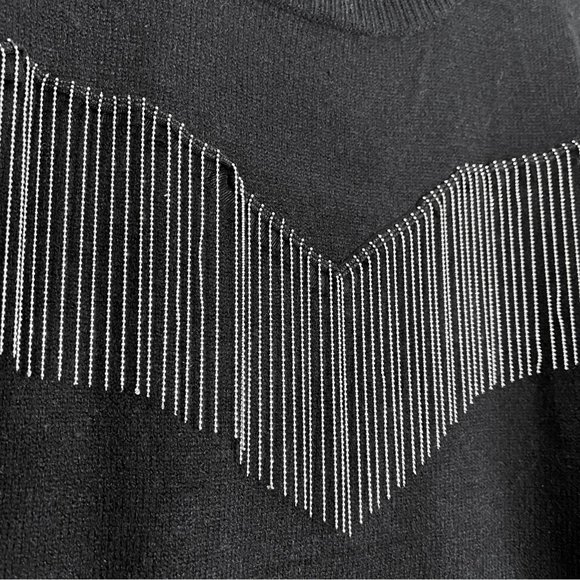 F21 Rhinestone Fringe-Trim Sweater - Picture 3 of 5